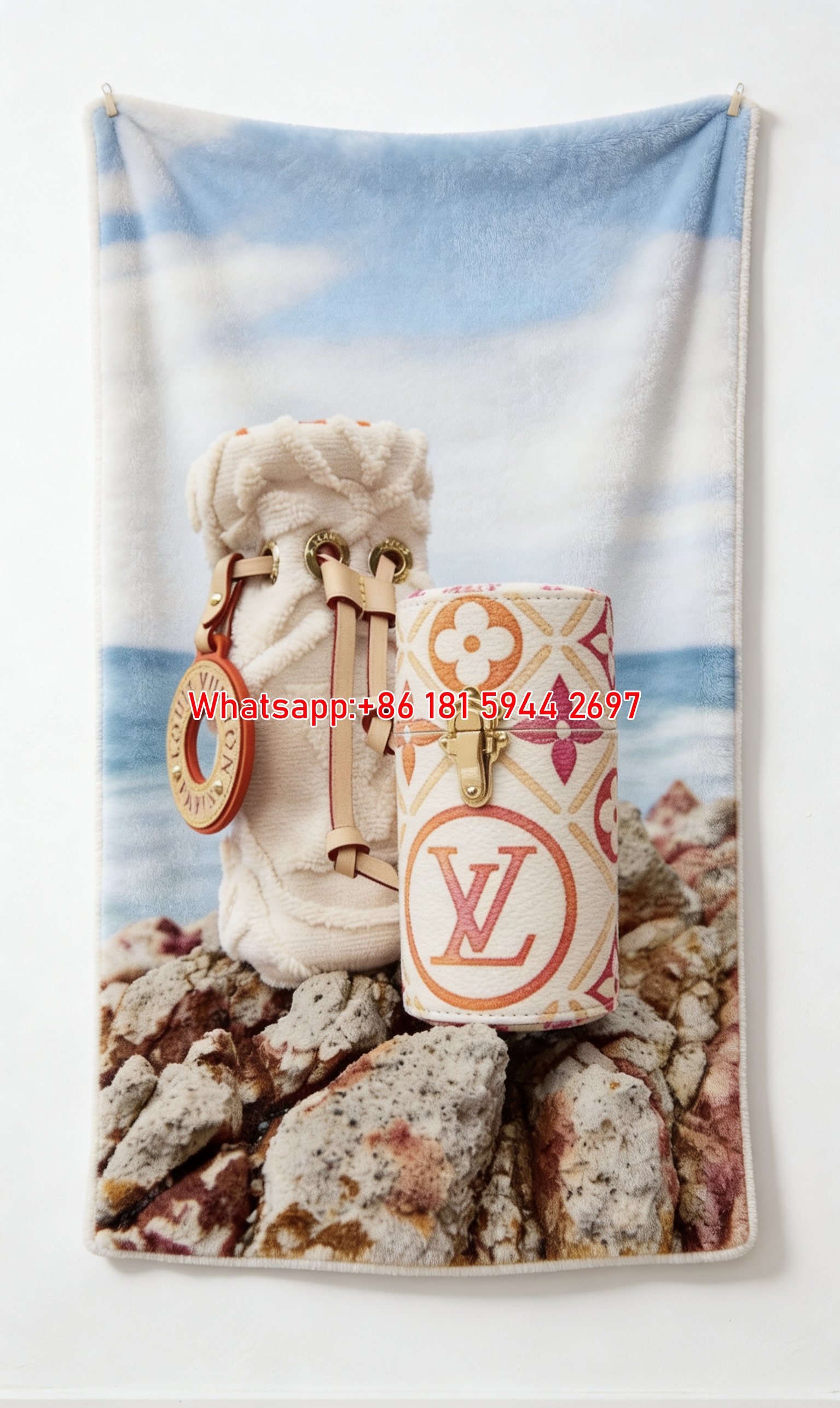 Coastal LV Cylinder Blanket Beachside LV Monogram Throw 179